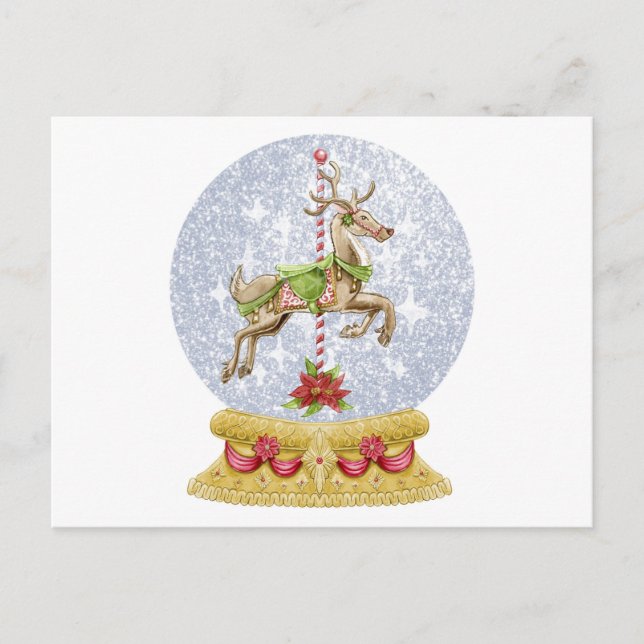 Reindeer snow globe postcard (Front)