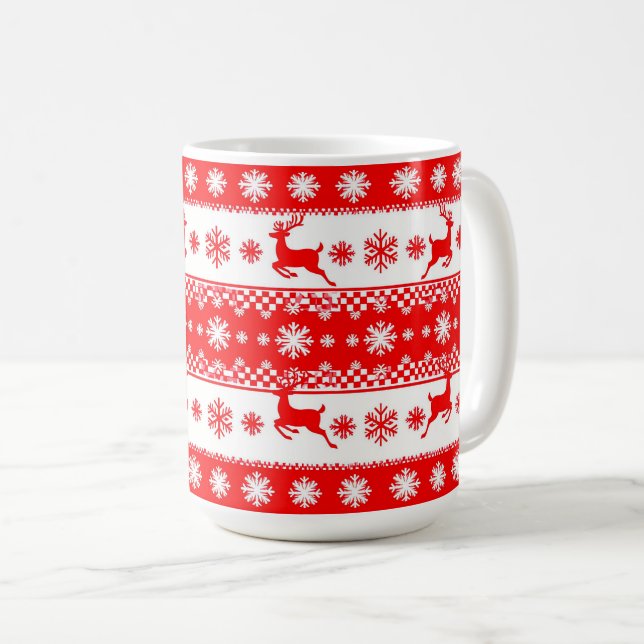 ☕ Reindeer Snowflake Christmas Mug Gift 🎄 (Front Right)