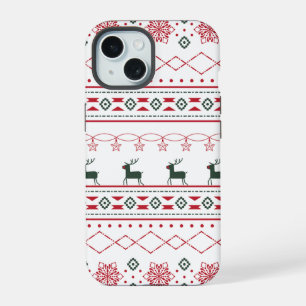Reindeer & Snowflake Ugly Sweater Holiday iPhone 15 Case