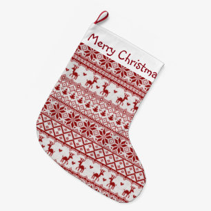 Reindeer, Snowflakes and Christmas Trees Large Christmas Stocking