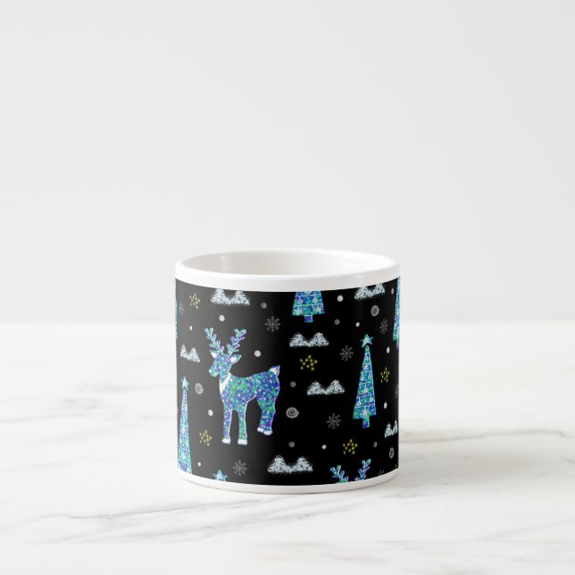 Reindeer, snowflakes, Christmas pattern Espresso Cup (Front)