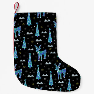 Reindeer, snowflakes, Christmas pattern Small Christmas Stocking
