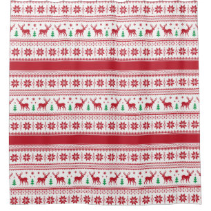 Reindeer & Snowflakes Fair Isle Shower Curtain