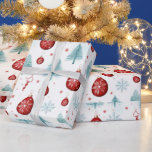 Reindeer Snowflakes Ornaments White  Christmas Wrapping Paper<br><div class="desc">Introducing our Super Cute White Christmas Wrapping Paper, a delightful blend of modern charm and festive allure. This contemporary wrapping paper features a pristine white background, invoking the magic of a winter wonderland and creating a perfect canvas for your holiday gifts. Adorned with super cute red ornaments, charming green Christmas...</div>
