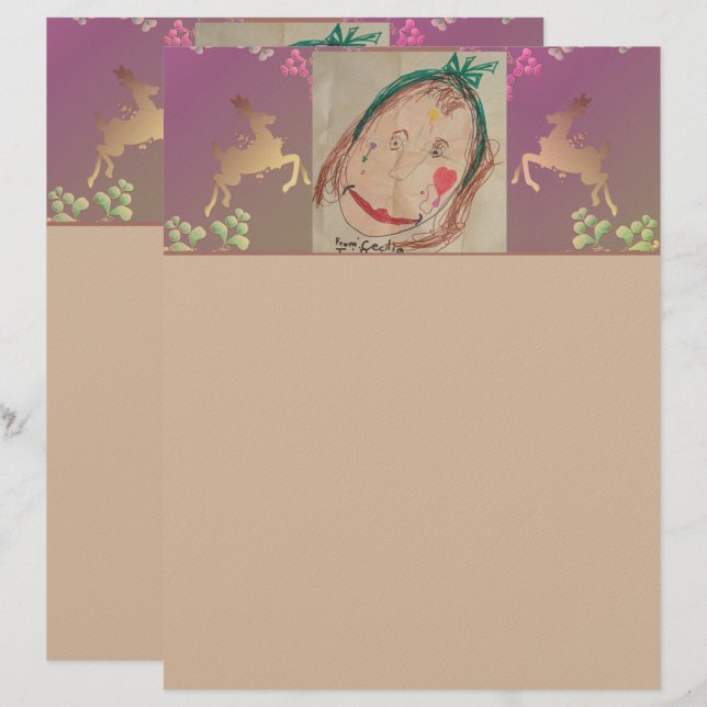 Reindeer, Snowflakes +Photo Custom Letterhead (Front/Back)