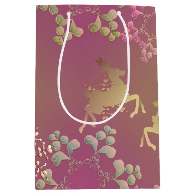 Reindeer & Snowflakes Purple Gift Bag (Front)