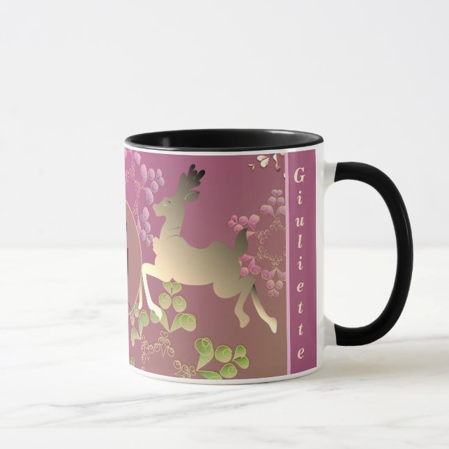 Reindeer Snowflakes Purple Gradient  Mug (Right)