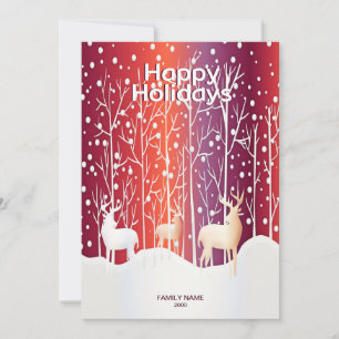Reindeer Snowy Holiday Christmas Card