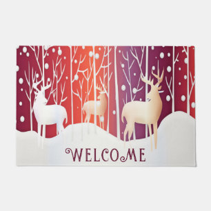 Reindeer Snowy Holiday Doormat