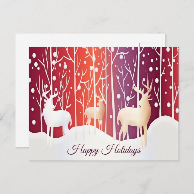 Reindeer Snowy Holiday Postcard (Front/Back)