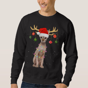 Reindeer Sphynx Cat Santa Hat Christmas Light Xmas Sweatshirt