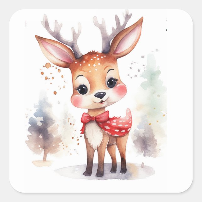 Reindeer Square Sticker (Front)