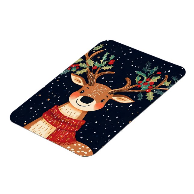 Reindeer Starry Christmas Twinkle Night Magnet (Left Side)
