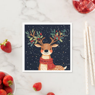 Reindeer Starry Christmas Twinkle Night Napkin