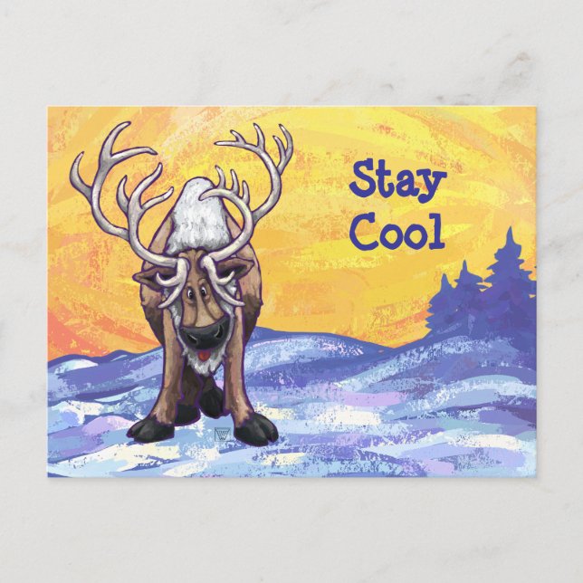 Reindeer Stationery Postcard (Front)