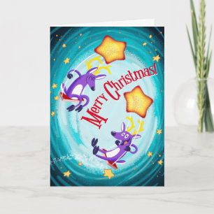REINDEER SWING ON A STAR (matte) by Jeff Willis Holiday Card