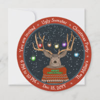 Reindeer Tangled Christmas Lights Red Ugly Sweater