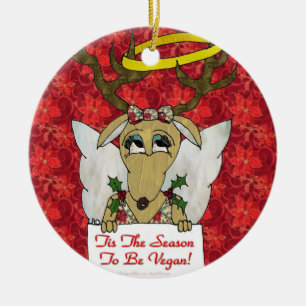 Reindeer Tis The Season to Be Vegan Angel Ornament