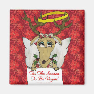 Reindeer Tis The Season to Be Vegan Gifts Apparel Magnet