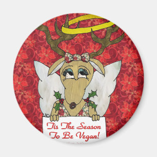 Reindeer Tis The Season to Be Vegan Gifts Apparel Magnet