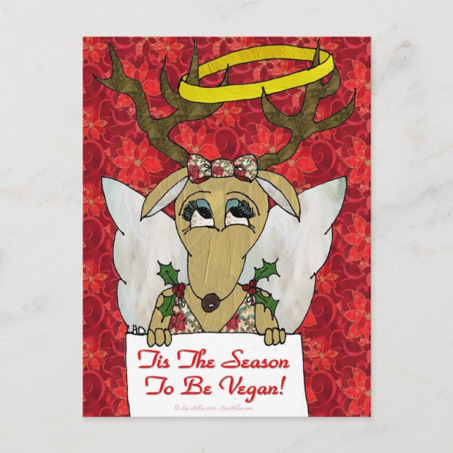 Reindeer Tis The Season to Be Vegan Gifts Apparel Postcard (Front)