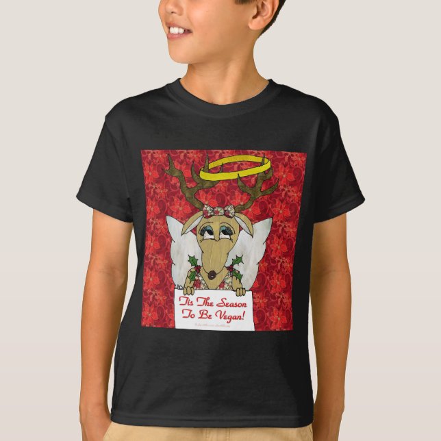 Reindeer Tis The Season to Be Vegan Gifts Apparel T-Shirt (Front)