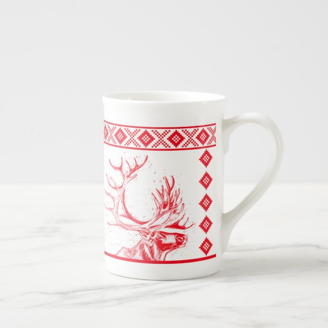 Reindeer Toile de Jouy Bone China Mug (Right)