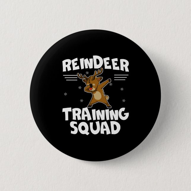 Reindeer Training Squad Deer Team Xmas Running New 6 Cm Round Badge (Front)