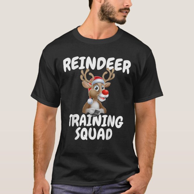 Reindeer Training Squad Family Matching Funny Chri T-Shirt (Front)