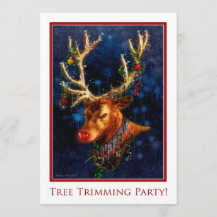 Reindeer Tree Trimming Party Custom Invitation