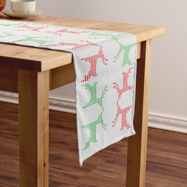 Reindeer Ugly Christmas Sweater Pattern Long Table Runner (In Situ)