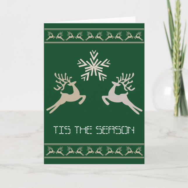 Reindeer Ugly Sweater Holiday Card (Front)