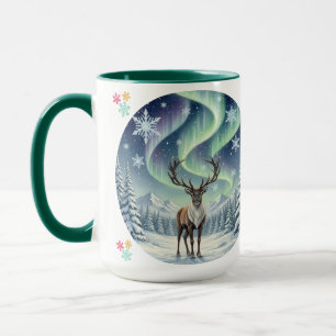 Reindeer Under the Northern Lights Mug – Elegant