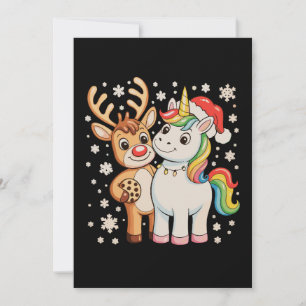 Reindeer Unicorn Christmas Xmas Holiday Season Card