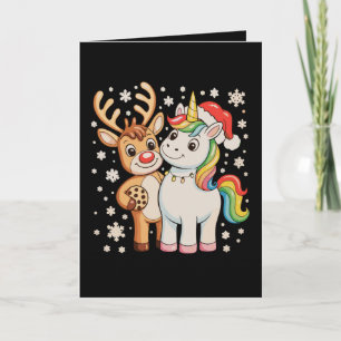 Reindeer Unicorn Christmas Xmas Holiday Season Card