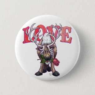 Reindeer Valentine's Day 6 Cm Round Badge