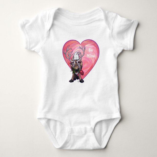 Reindeer Valentine's Day Baby Bodysuit (Front)