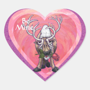 Reindeer Valentine's Day Heart Sticker