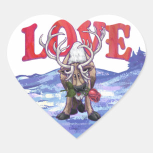 Reindeer Valentine's Day Heart Sticker