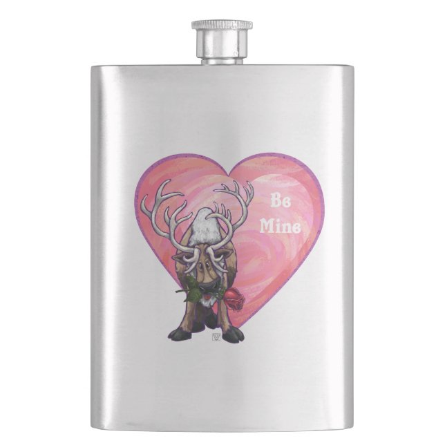 Reindeer Valentine's Day Hip Flask (Front)
