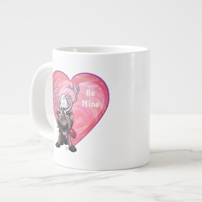 Reindeer Valentine's Day Large Coffee Mug (Front Left)