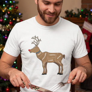 Reindeer Venison Butcher Chart - Dry Humour Holida T-Shirt