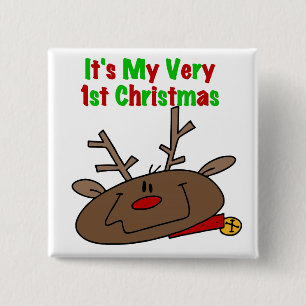 Reindeer Very 1st Christmas 15 Cm Square Badge