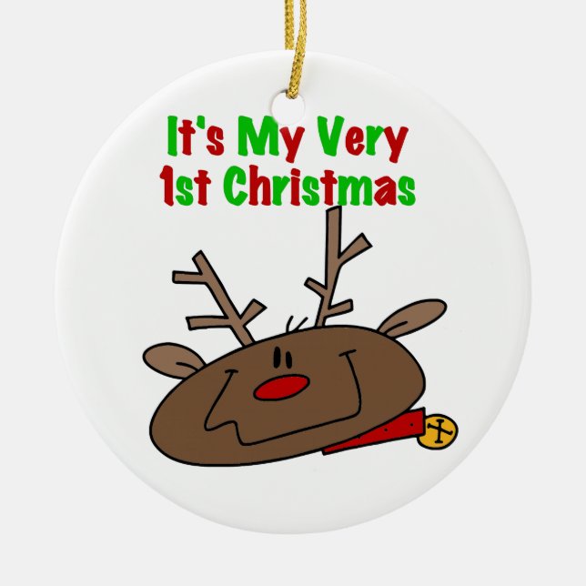 Reindeer Very 1st Christmas Ceramic Tree Decoration (Front)