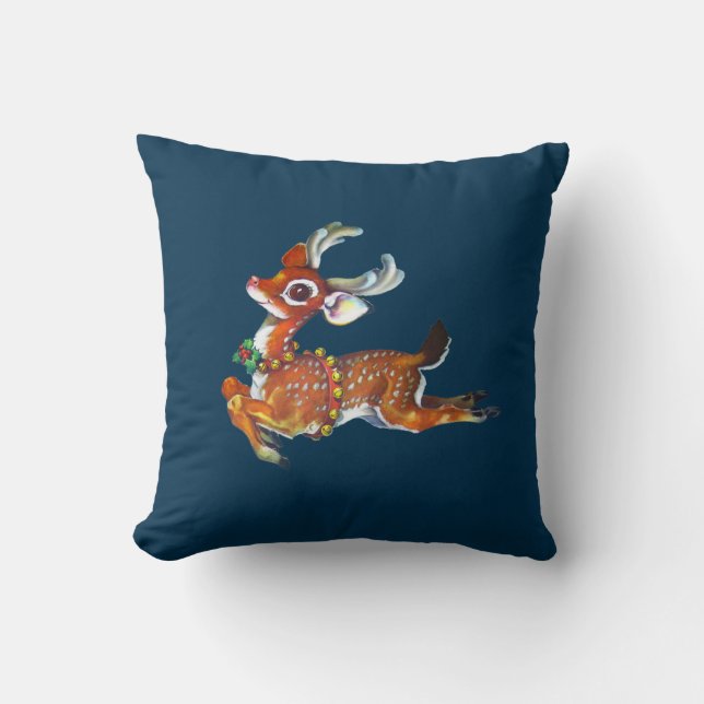 reindeer vintage art pillow (Front)