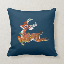 reindeer vintage art pillow