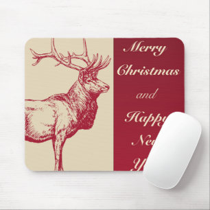 Reindeer Vintage Illustration Mouse Pad