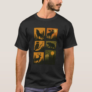 Reindeer Wildlife Forest Animals Silhouette Bear W T-Shirt