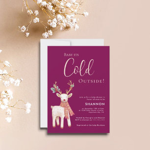 Reindeer Winter Cold Outside Baby Shower  Invitation