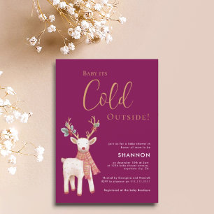 Reindeer Winter Cold Outside Baby Shower  Invitation